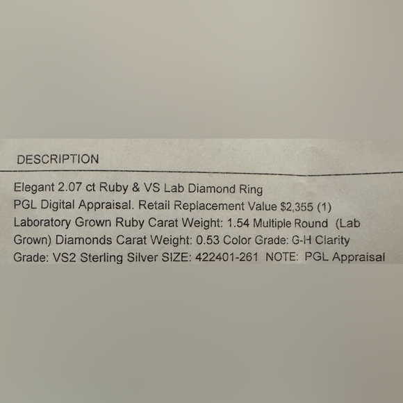 2.07 ct Ruby & VS Lab Diamond Ring - Picture 4 of 4